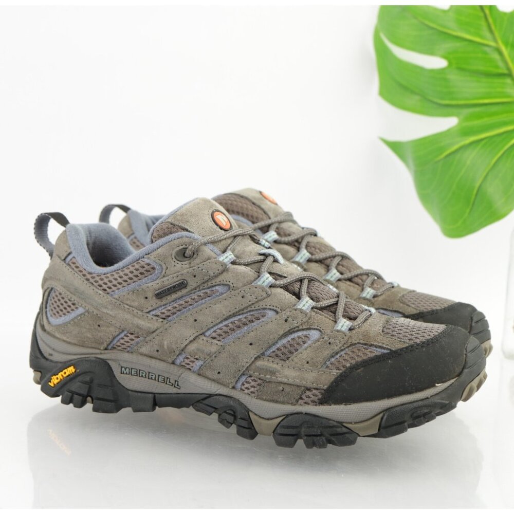 Merrell Womens Moab Hiking Boot Size 10.5 WIDE Waterproof Gray Suede Trail Shoes
